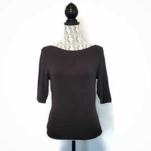 Ann Taylor boat-neck 3/4-sleeves black top